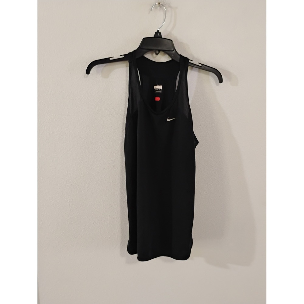 Nike Fit Dry Racerback Tank Top Black Mesh Back Sleeveless Activewear Womens L